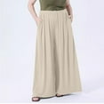 thumbnail image 2 of LLYwey Casual Dress Pants for Women Ladies Casual Outdoor Large Size Wide Leg Pants Solid High Waist Versatile Loose Long Pants with Pocket New Full Length Pants Regular Fitted Beige 4XL, 2 of 7