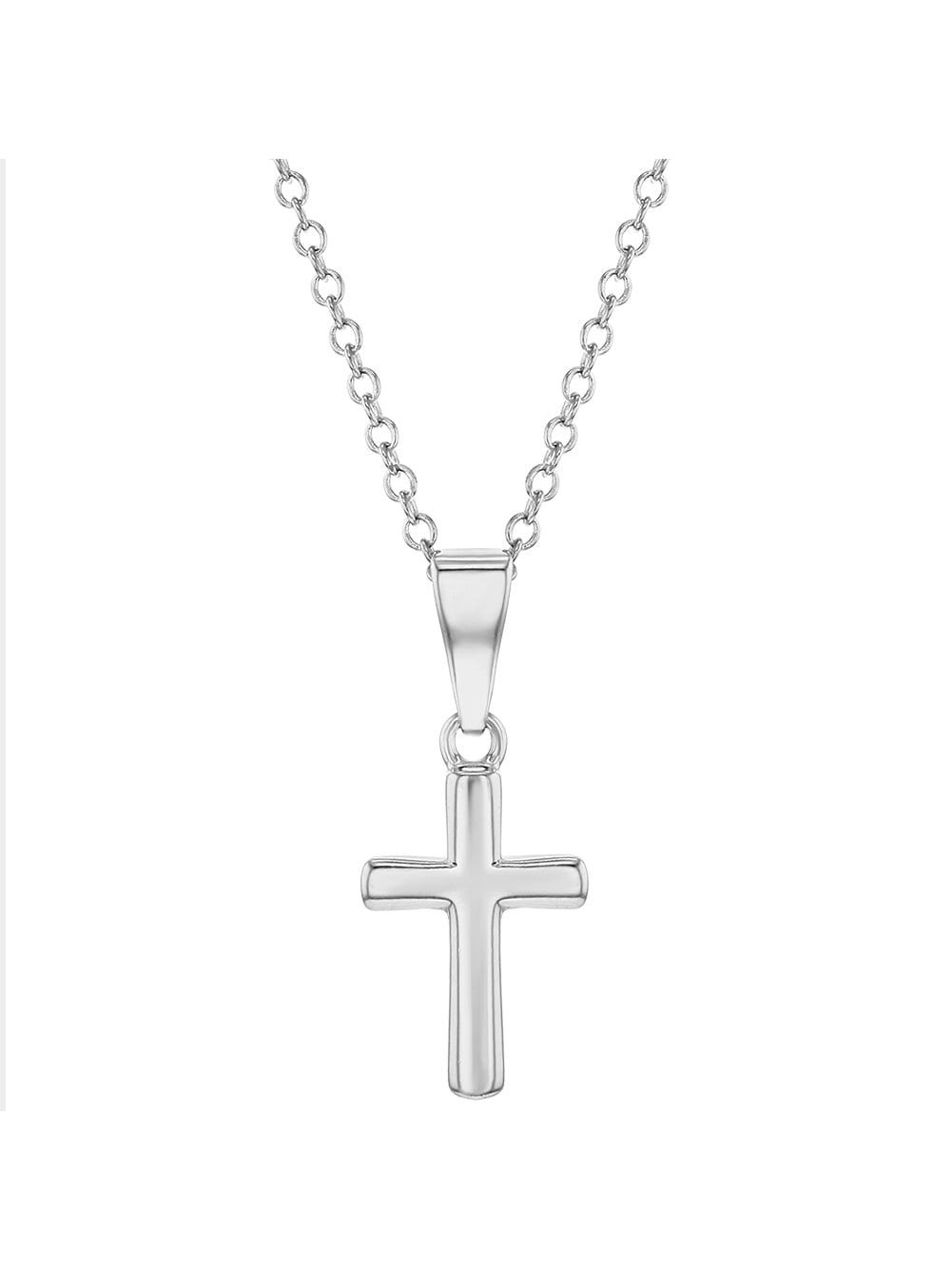 Jewels Obsession Cross Necklace Rhodium-plated 925 Silver Heart /& Cross Pendant with 24 Necklace