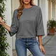 thumbnail image 5 of Posijego Womens 3/4 Sleeve Shirts Athletic Workout T-Shirts Backless Summer Casual Running Yoga Active Tees for Women, 5 of 9
