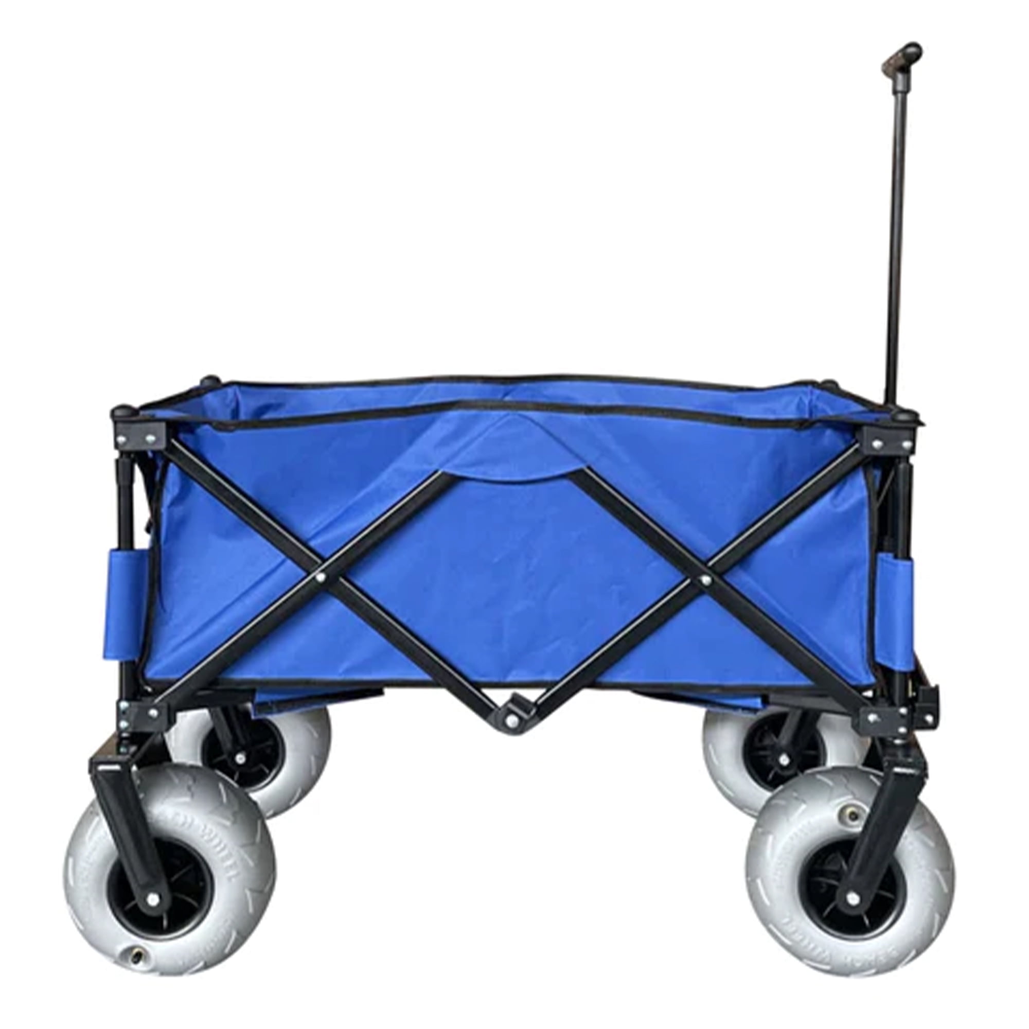 Juggernaut Carts Plastic Folding Beach Utility Wagon with Cover Bag Blue