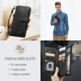 thumbnail image 4 of Zipper Wallet Case for Samsung Galaxy A53 5G, Premium PU Leather Wrist Hand Strap Card Slots Holder Flip Folio Cover with Magnetic Suction Kickstand Large Capacity Shockproof Case, Black, 4 of 10