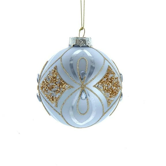 Kurt S. Adler GG1089 80 mm Glass Silver & Gold Ball Ornaments - 6 Piece