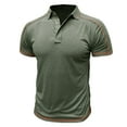 thumbnail image 2 of ZCFZJW Men's Polo Henley Shirt Moisture Wicking Quick Dry Summer Casual Striped Patchwork Short Sleeve Golf Polo T Shirts Tops Green S, 2 of 5