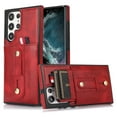 thumbnail image 3 of TECH CIRCLE for Samsung Galaxy S22 Ultra Case, PU Leather Adjustable Loop Strap Case with Hidden Cart Slot Shockproof Protective Case for Samsung S22 Ultra 6.8" 2022 Ladies Women Men, Red, 3 of 15