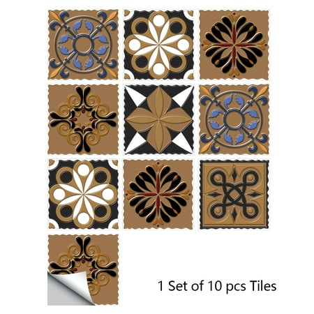 

10 pieces of mandala stitching small floral simulation tile stickers home renovation kitchen and bathroom decoration self -stick wall stickers
