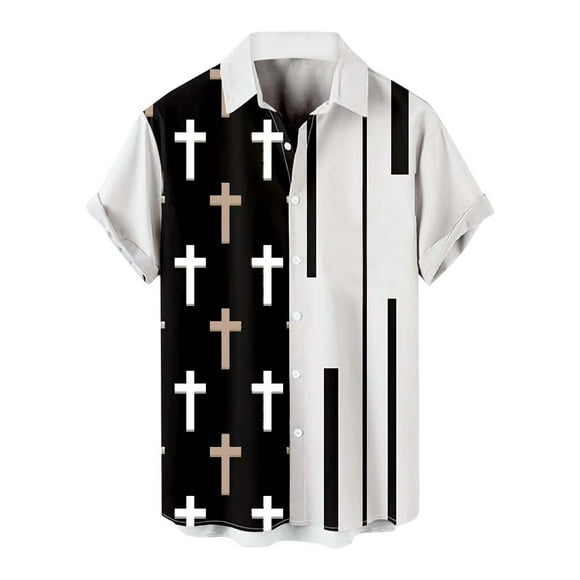 Ketyyh-chn99 Men's Shirt Resort Shirt T Shirts for Man Men's Casual Button Down Shirts Golf Shirts Men Regular-Fit Short Sleeve Business Dress Shirt Black,2XL