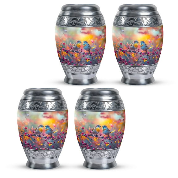 Autumn Berries Set Of 4 - 3 Inch Urn, Cremation Urn, Mini Keepsake Urns, Urn For Ashes Adult Male|female, Decorative Urns, Ash Holders For Human Ashes, Memorial Urn