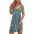thumbnail image 2 of Ovzne Robes pour Femmes Robe de Vacances Printemps et Été pour Femmes Bouton Col en V Robe à Bretelles Grande Taille Robe Maxi Liquidation, 2 of 7