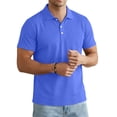 thumbnail image 5 of Mens Classic Short Sleeve Polo Shirts Cotton Blend with Front Pocket,Business Casual Golf Tops for Work Royal Blue L, 5 of 6