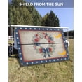 thumbnail image 3 of 4th of July RV Awning Sun Shade Screen 9'X15.3' Patriotic Star Poppy Wreath Mesh Sunscreen Retro Flower Awning Shade Screen with Zipper UV Blocker Completed Kits for RV Motorhome Camper Trailer, 3 of 7
