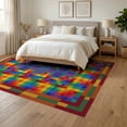 thumbnail image 3 of ODIKA 6'x9' Washable Area Rug Non-Slip, Chair-Friendly, Bedside Geometric Checkerboard Multi Block Contrast Hopscotch for Dining Room, Under Table, Office Décor, 3 of 7