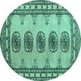 thumbnail image 1 of Ahgly Company Indoor Round Southwestern Turquoise Blue Country Area Rugs, 6' Round, 1 of 4