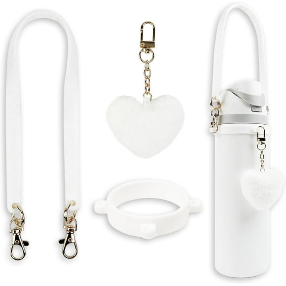 TRAHOO-Handle Strap with Heart Charms for Owala & Stanley Cups, for Owala Water Bottle 24oz, 32oz, 40oz, Owala Coffee Tumbler, Pink Owala, Stanley 30oz, 40oz Tumblers, Stanley & Owala Accessories