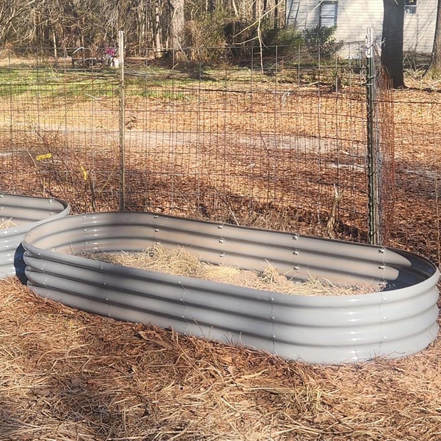Tramull 2 Pack 8x3x1FT Galvanized Raised Garden Bed Large Metal Planter Box Kit Elevated Raised Garden Planters for Outdoor Plants, Gray