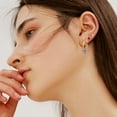 thumbnail image 4 of Alexcraft Stud Earrings Set for Women, for Multiple Piercing 14K Gold Plated Studs Earrings and Zirconia Earrings Set, Small Huggie 925 Sterling Silver Post Hoop Chain Earrings Set, 4 of 7