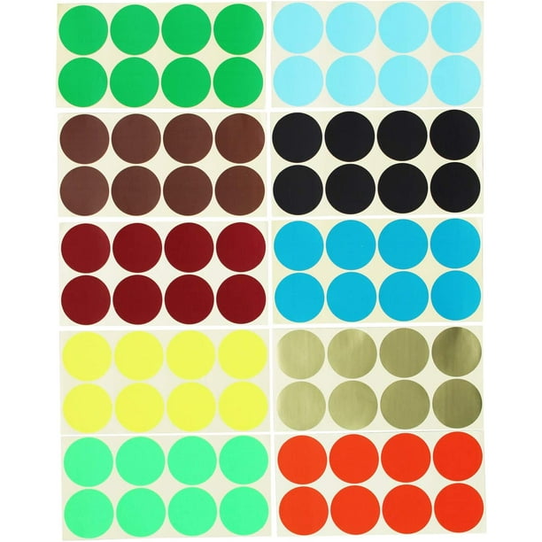 800 Count 50mm Diameter Large Round Dot Stickers Color Coding