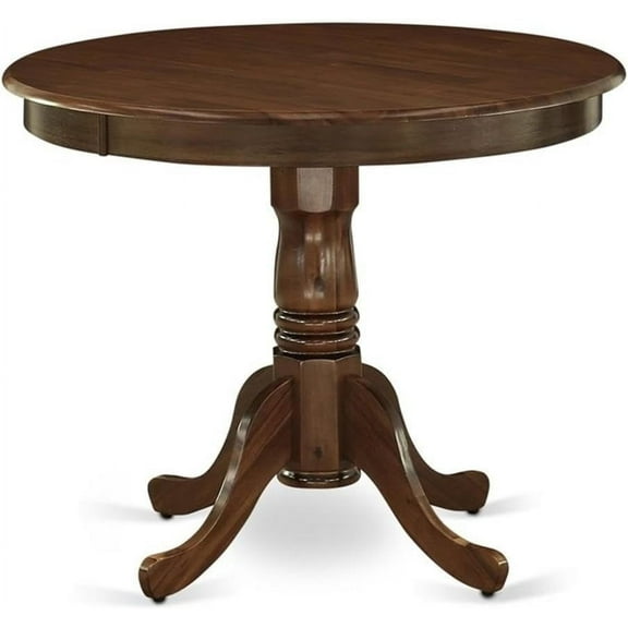 East West Furniture ANT-AWA-TP Antique Modern Kitchen Table - a Round Dining Table Top with Pedestal Base, 36x36 Inch, Walnut