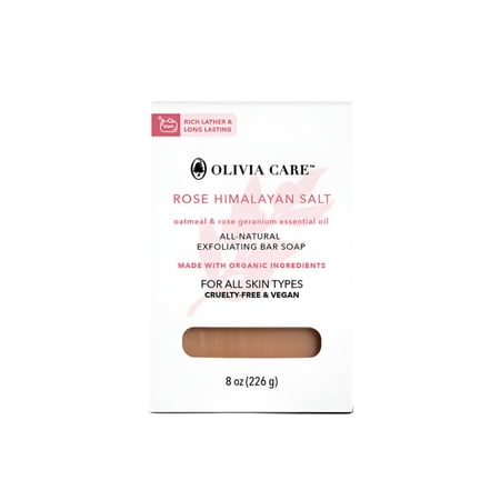 Olivia Care Premium All Natural Rose Himalayan Salt Exfoliating Bar Soap | Made