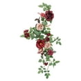 thumbnail image 2 of perfeclan Artificial Flower Swag Centerpiece Garland, Handmade Rustic Silk Flower, Wedding Arch Flower for Ceremony Backdrop Home Table Red, 2 of 9