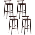 thumbnail image 1 of Gymax Bar Height Stools Set of 4Bar Chair w/ Acacia Wood Frame Supporting Legs Brown, 1 of 7