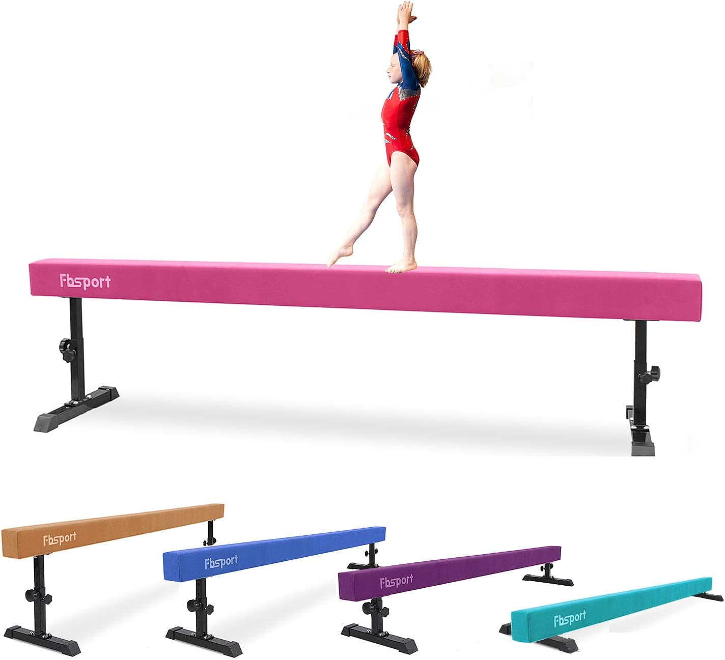 FBSPORT 8ft Adjustable Balance Beam, High&Low Floor Beam Gymnastics
