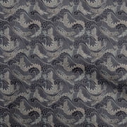 oneOone Silk Tabby Black Fabric Asian Japanese Wave Sewing Craft Projects Fabric Prints By Yard 42 Inch Wide