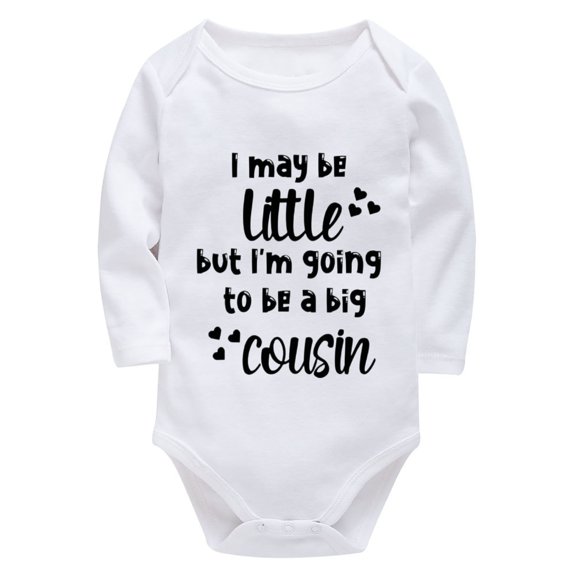 I May Be Little But I'm Going To Be A Big Cousin Newborn Cute Outfits Boy Long Sleeve Gender Neutral Coming Home Outfit Whit