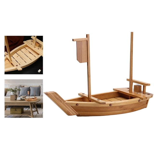 Licencia de Sashimi perfecl de madera natural barco de bambú 51.5x22x6cm