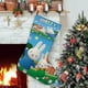 thumbnail image 1 of MIFFY Tema: Calcetines de Navidad, fino lino blanco para colgar en escaleras y chimenea, decoración navideña para el hogar, regalo de Navidad. 45cm × 32cm, 1 of 5