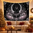 thumbnail image 3 of Black Cat in Crescent Moon with Stars and Pumpkins, Whimsical Gothic for Halloween Enthusiasts, Mystical Celestial Art, Housewarming Gift Tapestry Wall Hanging for Bedroom and Living Room, 3 of 7