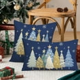 thumbnail image 5 of Christmas Pillow Cover 12X20 Inch Watercolor Christmas Tree Stars Decoration Holiday Farmhouse Winter Pillow Case for Sofa Couch Decor（Blue） AA608-12, 5 of 6