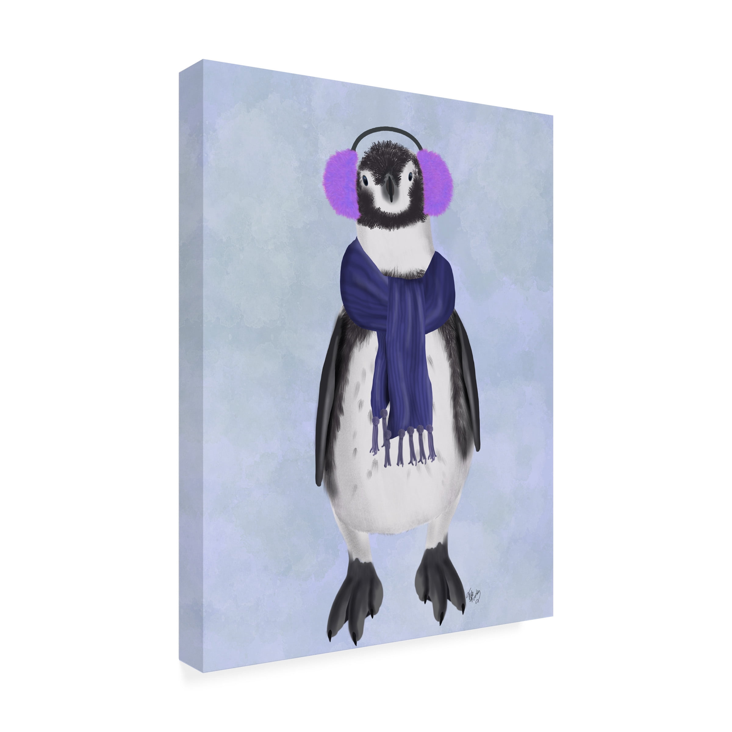 Fab Funky 'Penguin Ear Muffs' Canvas Art