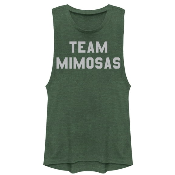 Junior's CHIN UP Team Mimosas  Festival Muscle Graphic Tee Pine Green Heather Small