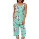 thumbnail image 2 of Conjunto de Ropa de Salón para Mujer Cuello Redondo Blusa sin Mangas Sólida Y Pantalones Cortos de Cintura Elástica Pantalones, Pantalones Cortos de Verano para Mujeres, 2 of 7