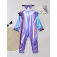 thumbnail image 4 of vastwit Little Girls Shiny Metallic Overalls Romper Ruffled Bodysuit Sparkly Birthday Party Dress-up Blue 18-24M, 4 of 7