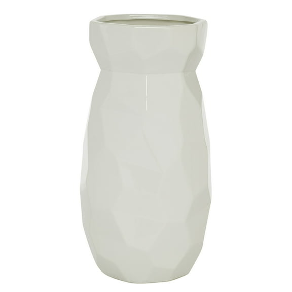 CosmoLiving by Cosmopolitan 16" Geometric White Ceramic Vase