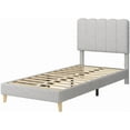 thumbnail image 6 of YUSAZENS Boucle Twin XL Bed Frame with Wave Headboard - Upholstered Platform Bed, Wood Slat Support, No Box Spring Needed, Easy Assembly, Grey, 6 of 6