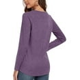 thumbnail image 4 of JuneFish Womens Fall Long Sleeve Tunic Tops Notch V Neck Shirt Casual Pleated Basic Pullover, 4 of 5