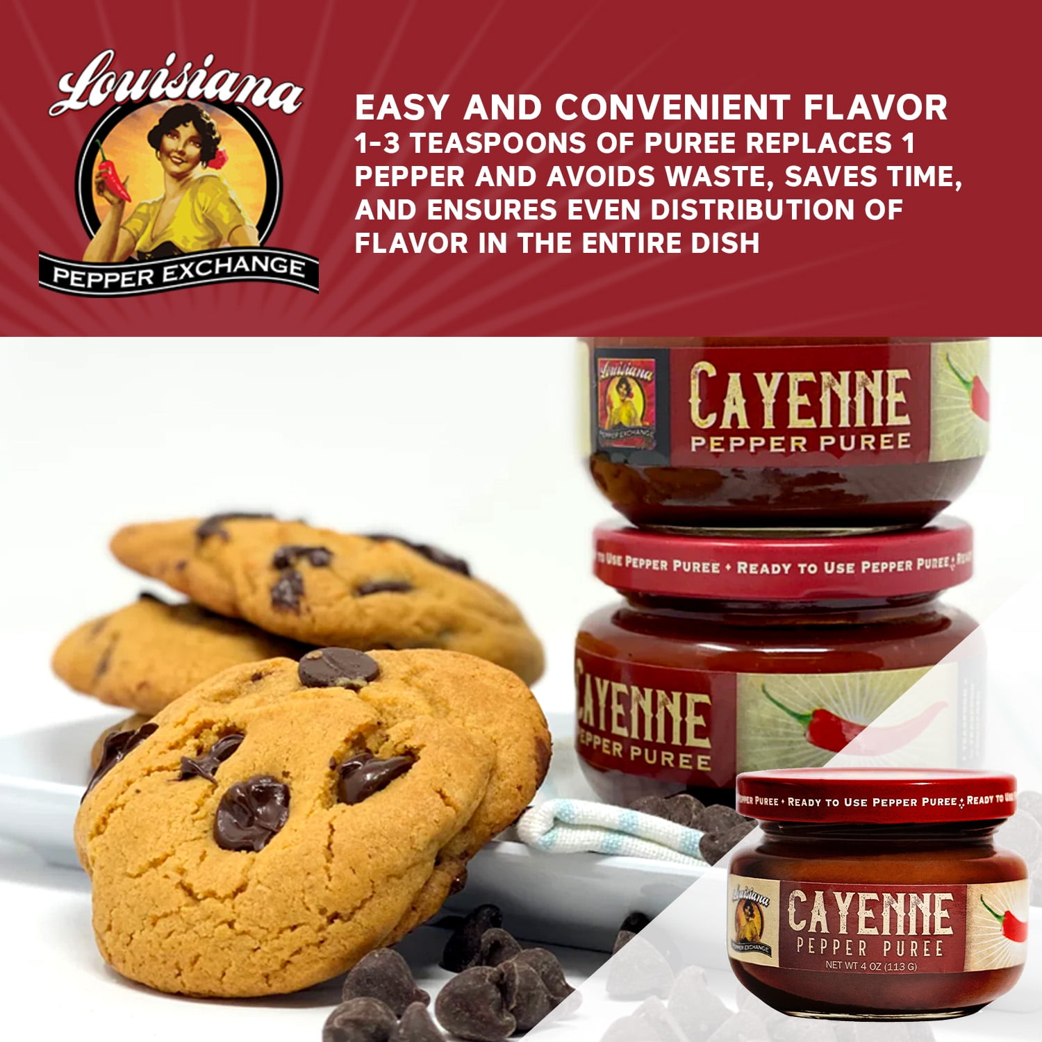 (3 pack) Louisiana Pepper Exchange 4oz Red Cayenne Pepper Puree Sauce