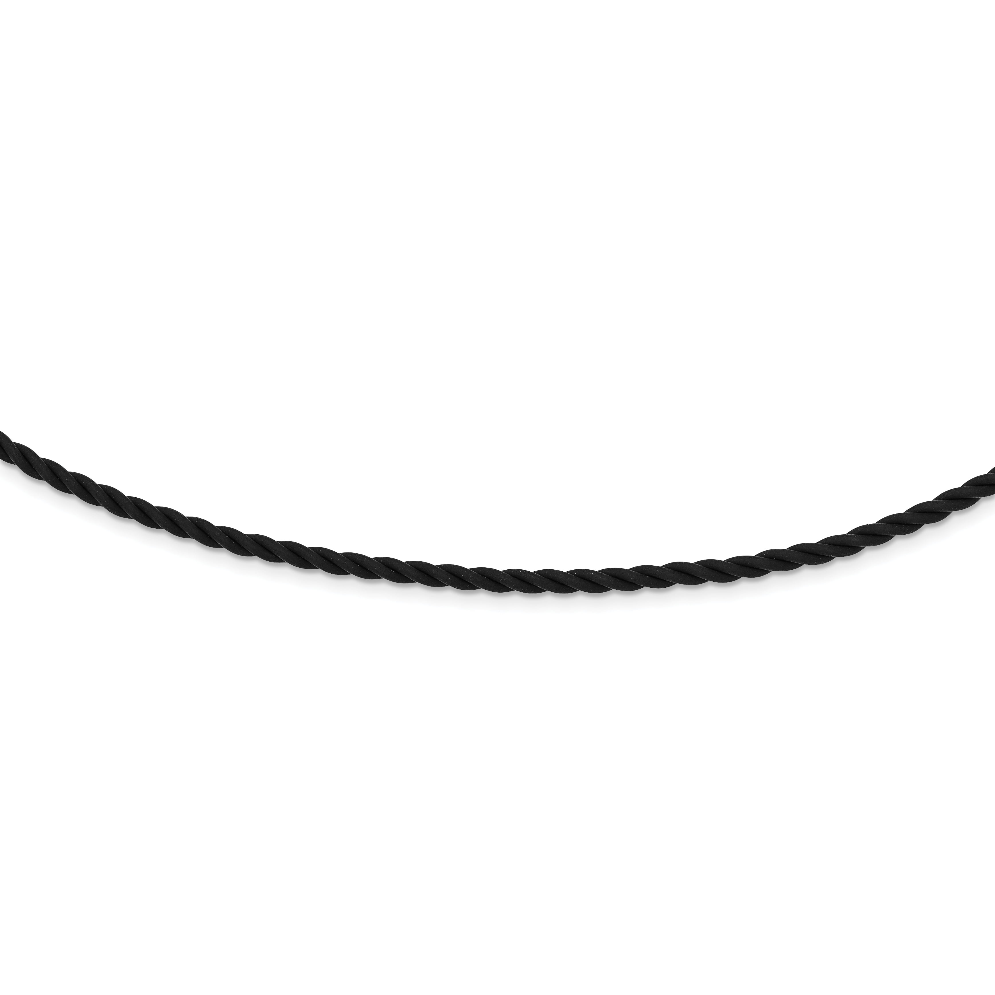 Sterling Silver 3mm Black Twisted Rubber Necklace QG3560