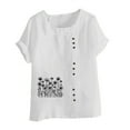 thumbnail image 4 of TKLPEHG Tops for Women Trendy Summer Crew Neck Button Roll Sleeve T-shirt Fashion Print Tshirt Dressy Casual Blouses Loose Fitted Short Sleeve T Shirts Womens Clothes (White,L), 4 of 4