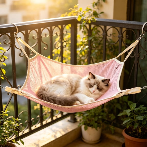 Qocolcyl Breathable Mesh Hanging Cat Hammock Bed,Adjustable Strap Swing Rest Pad for Indoor Outdoor Kitten Sleeping Cage Hanging Pet Relax Accessory