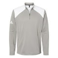 thumbnail image 1 of Adidas Mens Textured Mixed Media Quarter-Zip Pullover, L, Grey Three White, 1 of 4