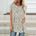 thumbnail image 2 of CEHVOM Blouse d'Été pour Femmes Col Rond Ample Manches Courtes Imprimé Décontracté Liquidation, 2 of 5