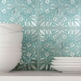 thumbnail image 5 of "Main Street 8""x8"" Teal Leaves Peel-and-Stick Metallic Self-Adhesive Wall & Bathroom Tiles, 24-Pack", 5 of 10