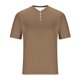 thumbnail image 5 of Blusas y camisas de manga corta y cuello redondo para hombre, blusa informal de poliéster de color liso con botones y cuello redondo a la moda para hombre., 5 of 5