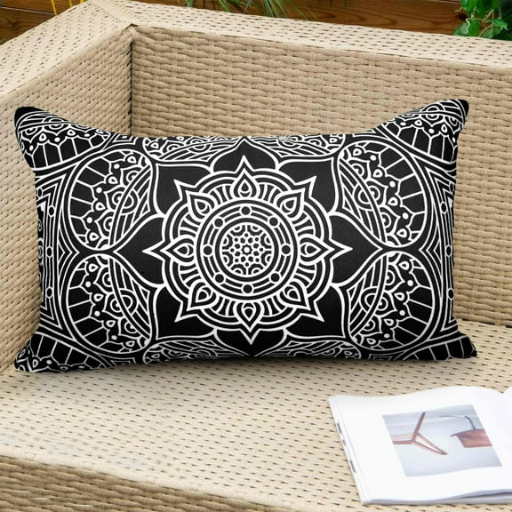 Decorative Indoor Outdoor Weatherproof Throw Pillows Cushions with Inserts – 12x20 Inches