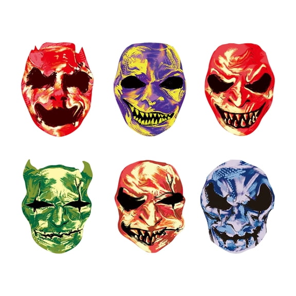 6 Pack Glow in The Dark Halloween Decorations, Scary Skull Mask Wall, Peel and Stick Wall Decals for Haunted House, Halloween Party, Bathroom Window and Indoor Room Decor