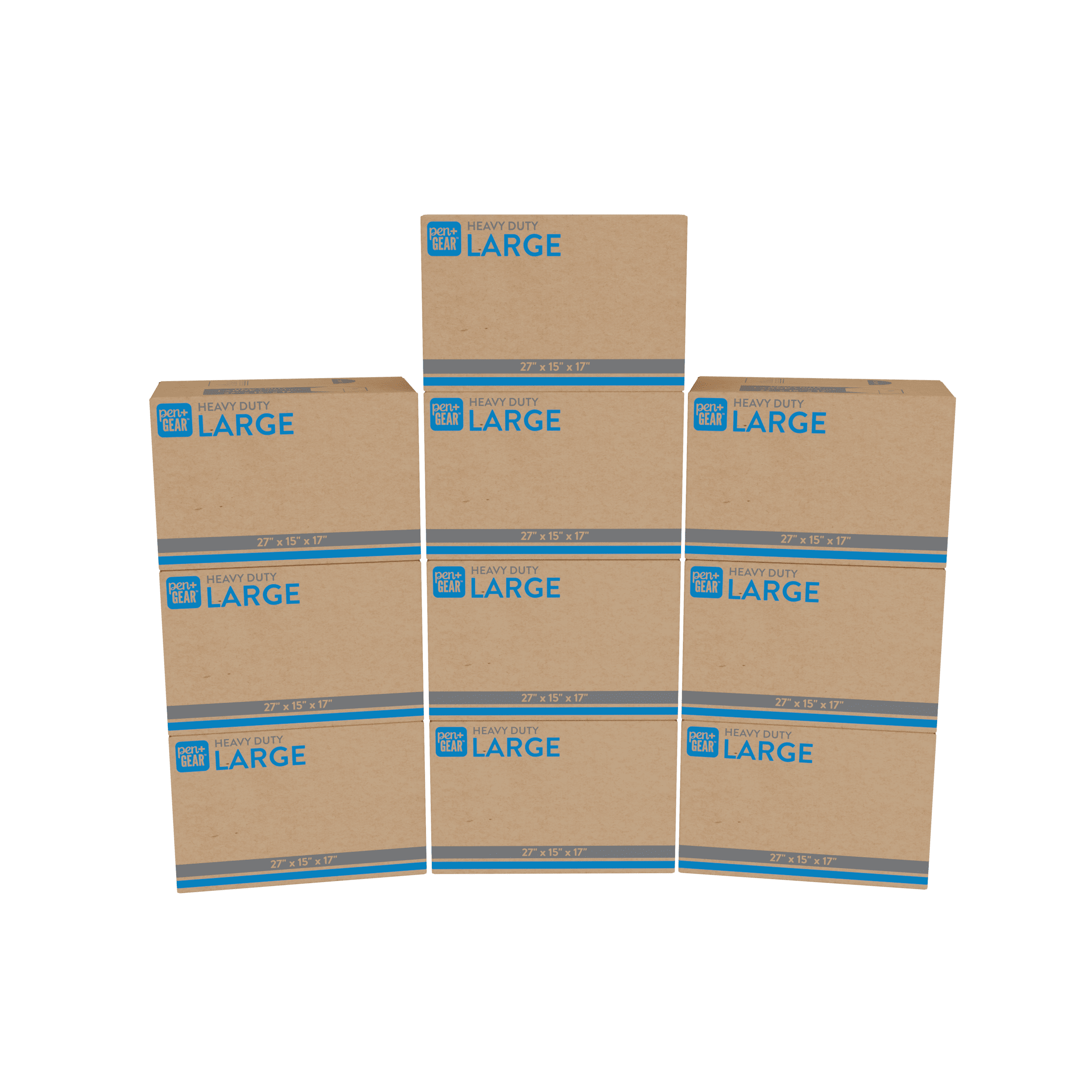 (10 pack) Pen+Gear Large Heavy Duty Kraft Moving Boxes, 27L x 15W x 17H