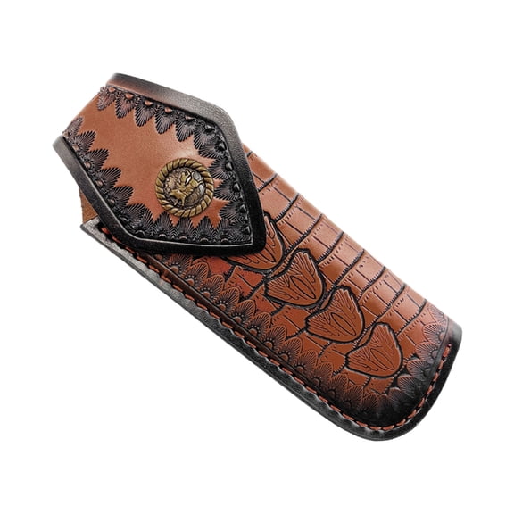 Leather Folding Knives Sheath Reinforced Stitching Wear Resistant Belt Loop Protective Sleeve For Tactics Gear